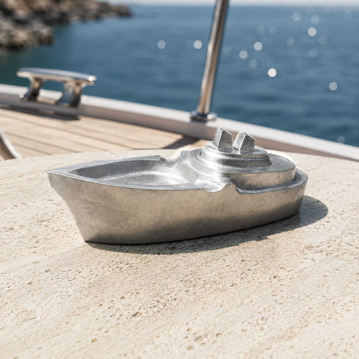 Nautical Cast Aluminium Boat Ashtray | Yacht & Bar Decor