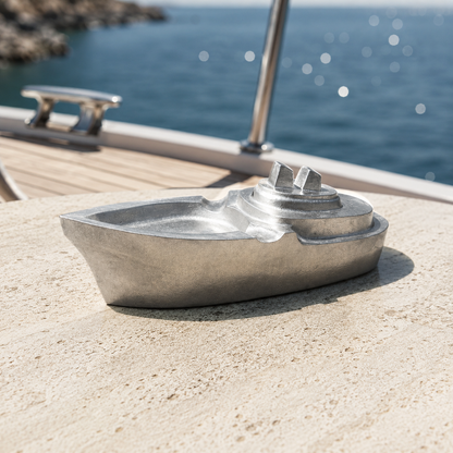Nautical Cast Aluminium Boat Ashtray | Yacht & Bar Decor