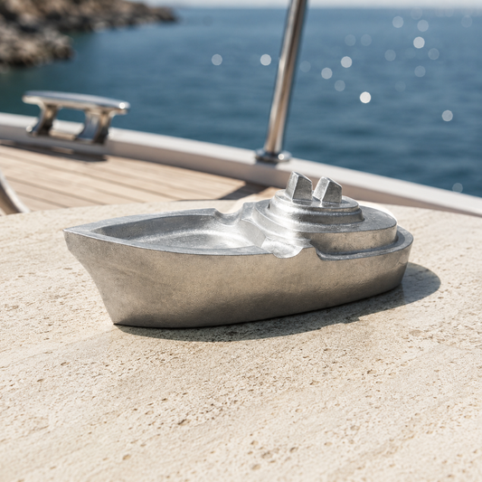 Nautical Cast Aluminium Boat Ashtray | Yacht & Bar Decor