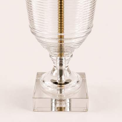 Clifton Clear Ribbed Glass Urn Table Lamp with Antique Brass Detailing