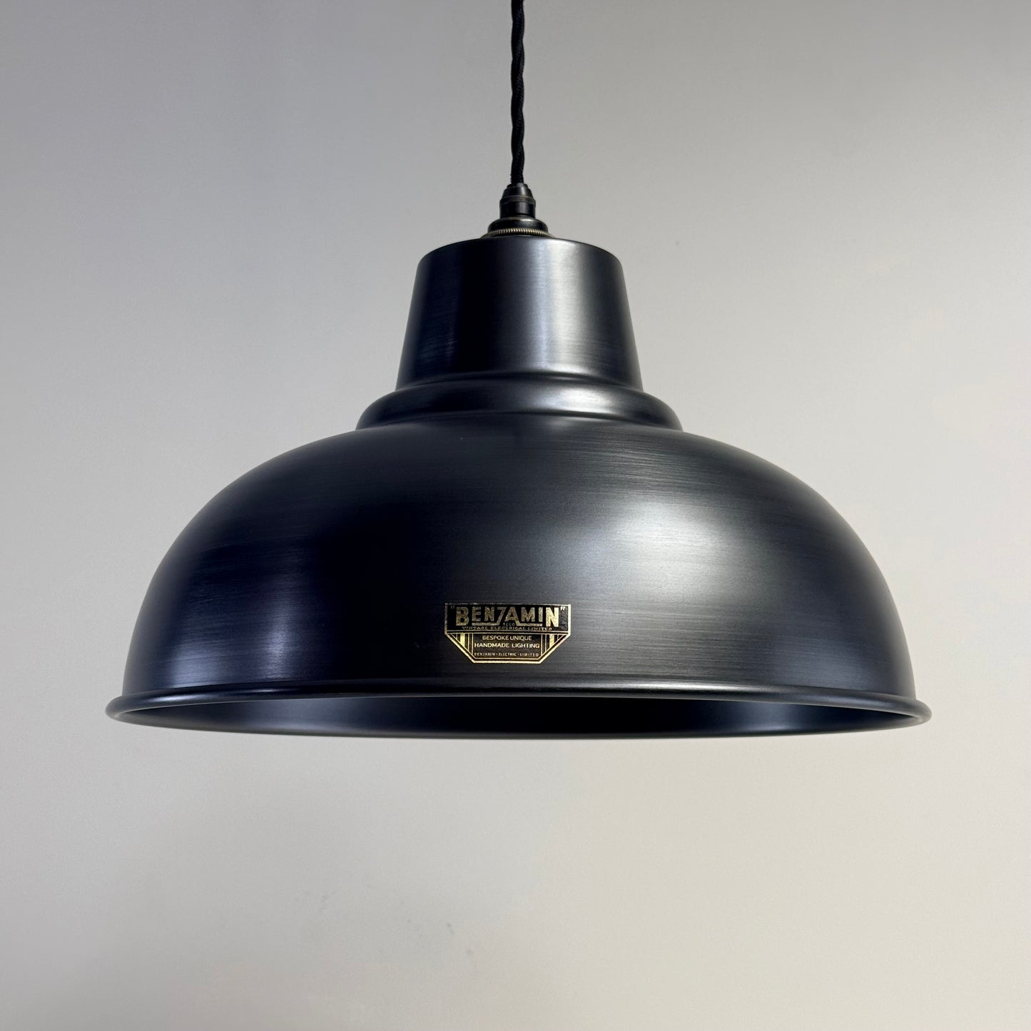 Salthouse XL Pewter Grey Industrial factory shade light ceiling dining pendant - 14.5 Inch