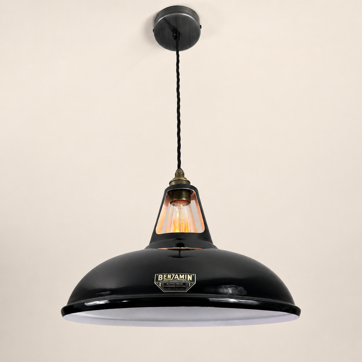Cawston XL Midnight Black Coolicon Lampshade Pendant Light - 14 Inch