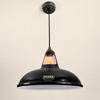 Cawston XL Midnight Black Coolicon Lampshade Pendant Light - 14 Inch