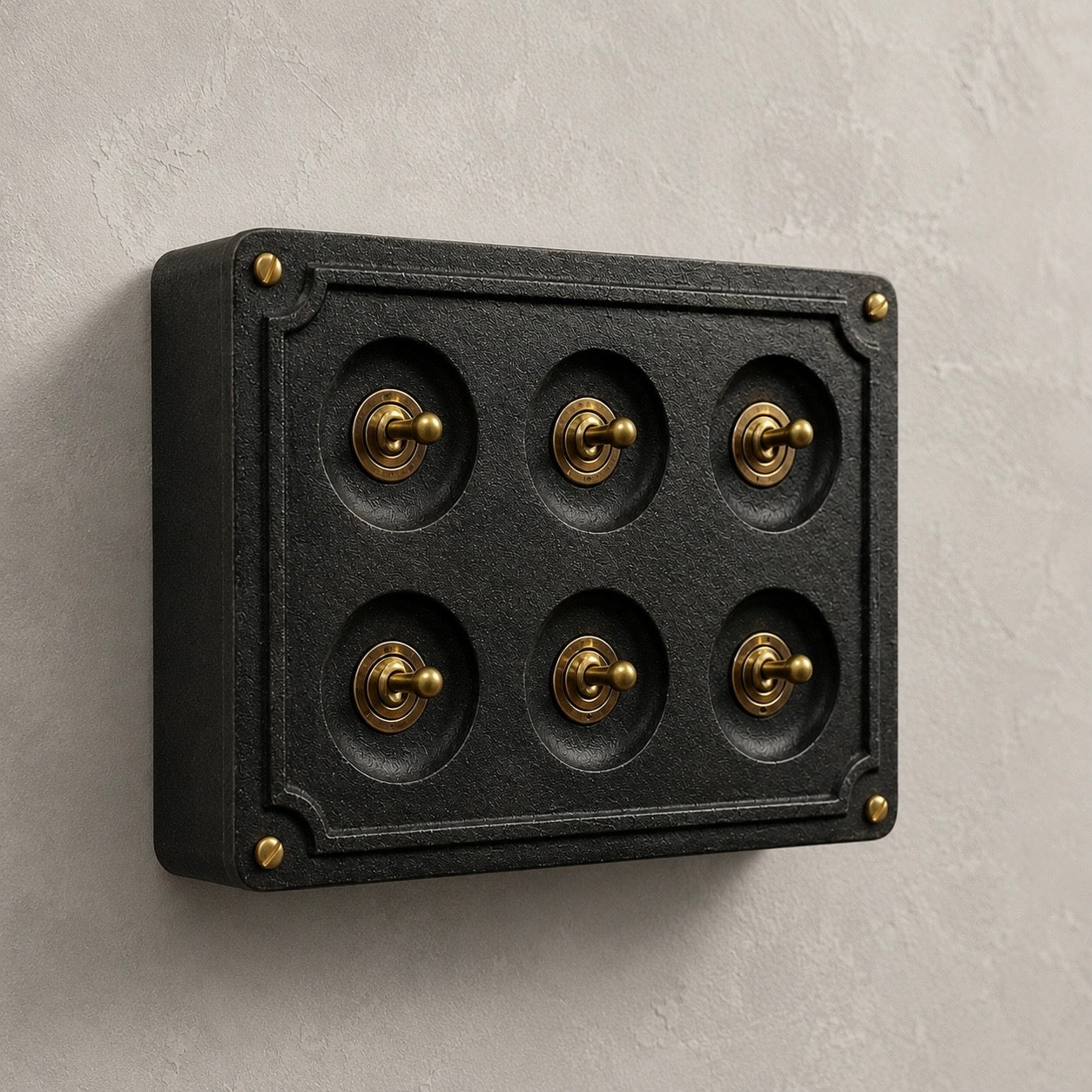 6 Gang 2 Way Black Zinc Cast Metal Conduit Light Switch