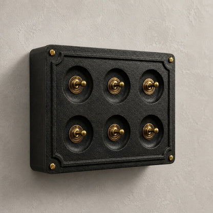 6 Gang 2 Way Black Zinc Cast Metal Conduit Light Switch