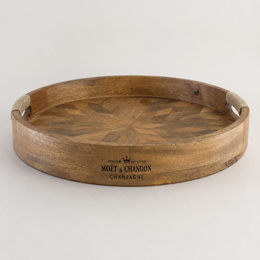 Moët & Chandon Large Round Wooden Champagne Serving Tray | 41cm