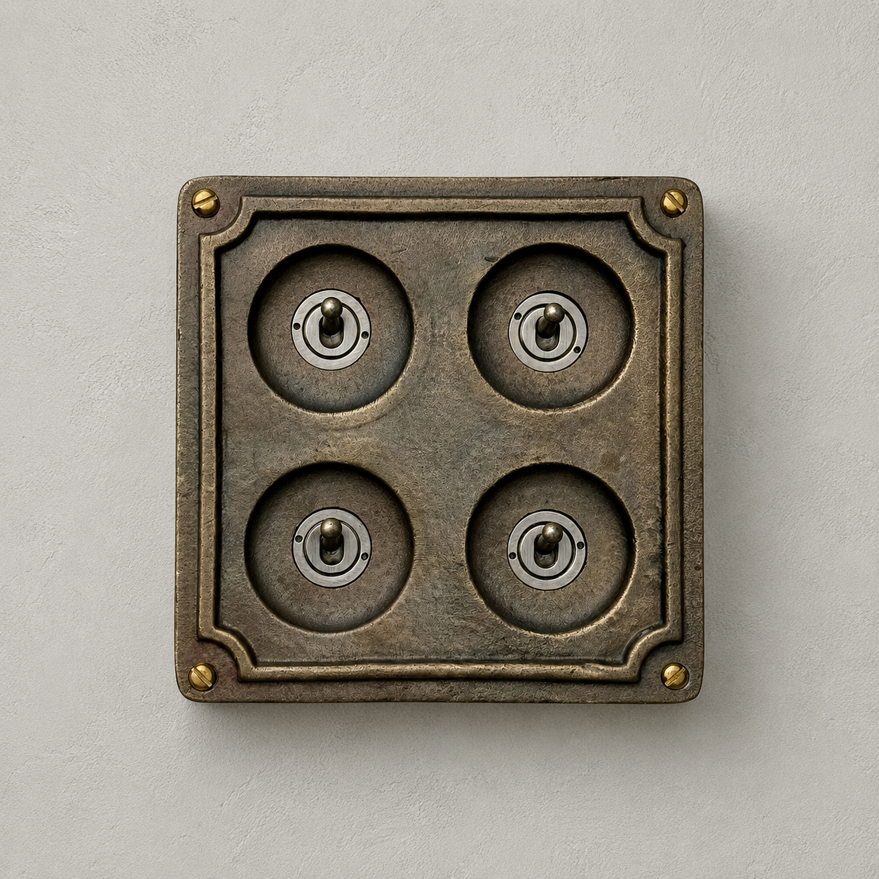 4 Gang 2 Way Antique Brass Bronze Surface Mounted Toggle Light Switch