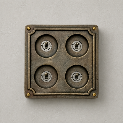 4 Gang 2 Way Antique Brass Bronze Surface Mounted Toggle Light Switch