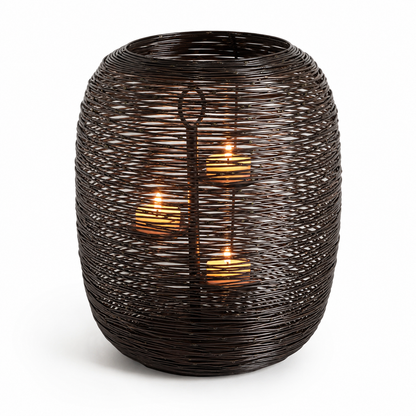 Botswana Black & Gold 3-Tier Tealight Lantern Candle Holder | 30cm