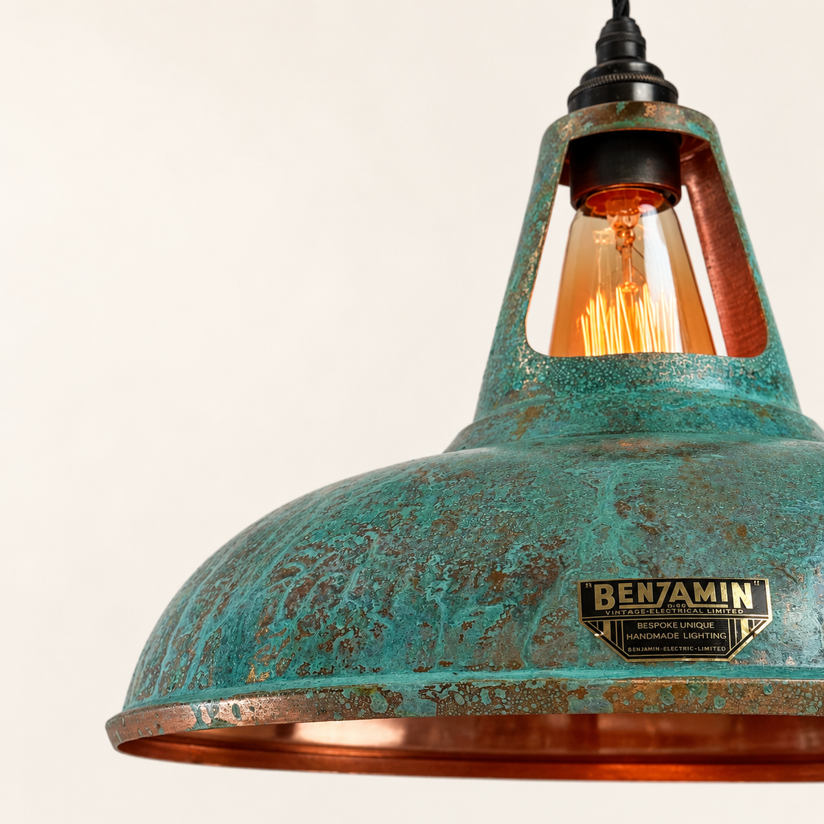 Cawston XL Solid Copper Verdigris Patina Coolicon Lampshade Pendant Light - 14 Inch