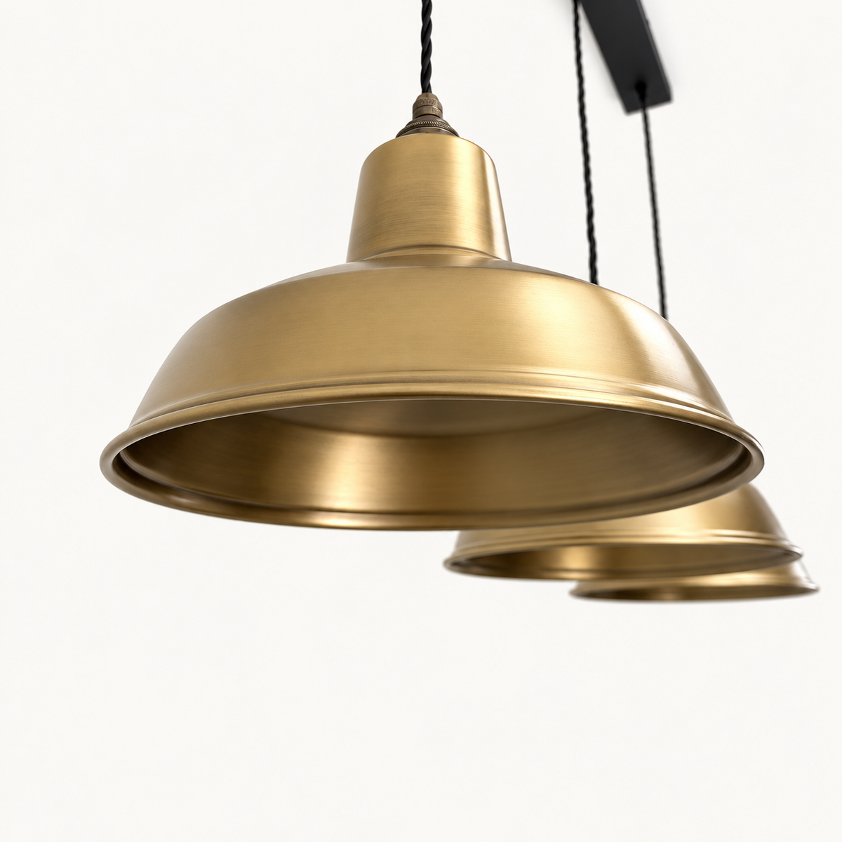 Filby - 3 x Antique Brass Lampshade Wire Cluster Track Light - 91cm