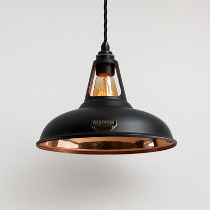Cawston Matt Black & Solid Copper Coolicon Lampshade Pendant Light - 11 Inch