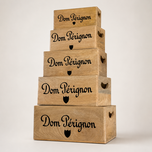 Dom Pérignon Style Wooden Champagne Storage Crates | Wood Display Boxes