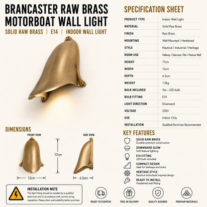 Raw Brass Motorboat Ventilator Cover | Indoor Wall Light