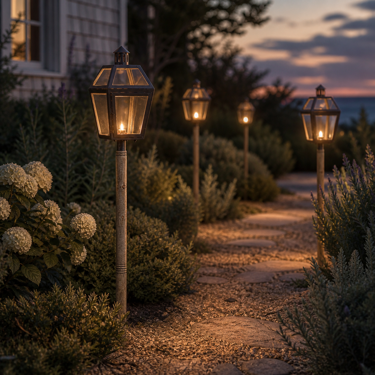 Maxlume ~ Solid Wooden Spike Outdoor Candle Lantern Sconce Industrial Light Nautical Patinated Bronze