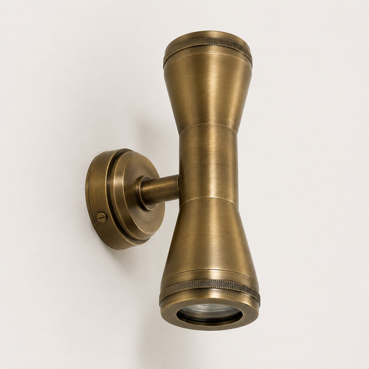 Solid Antique Brass Up & Down Outdoor Wall Light - IP64