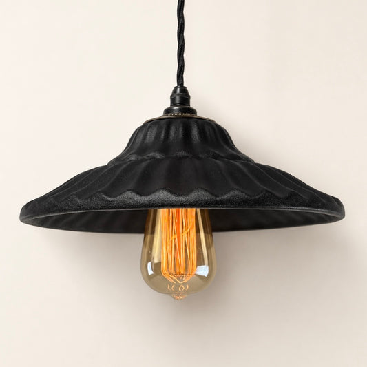 Lenwade Matt Black Ceramic Shade Pendant Light Odette