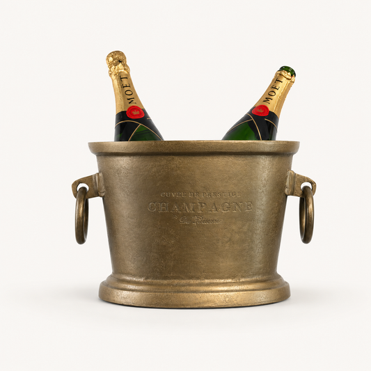 Antique Brass Solid Cast Engraved Champagne Ice Bucket | Wine Cooler