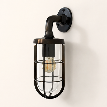 Runton Solid Brass Aged Bronze Swan Neck Wall Light - IP54