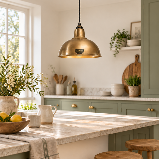 Salthouse Antique Brass Dome Shade Pendant Light - 10 Inch