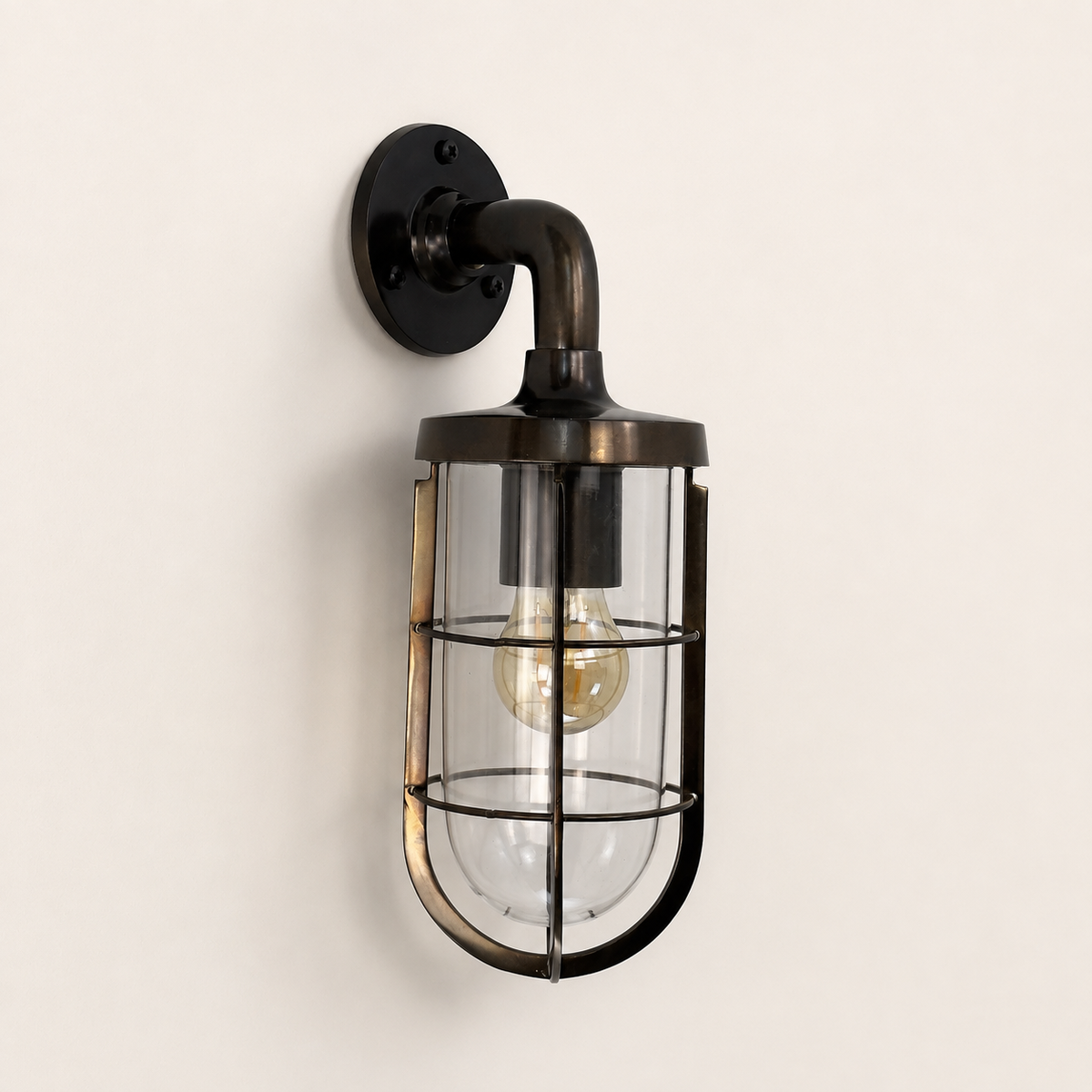 Brass wall light, studio setting