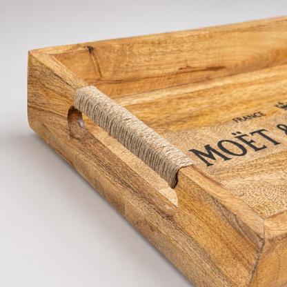 Wooden Serving Trays Moët & Chandon Champagne Butlers Crates Storage Boxes Natural Finish