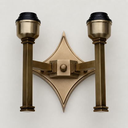 Double Antique Brass Wall Sconce Wall Light | Vintage Industrial 2 Arm