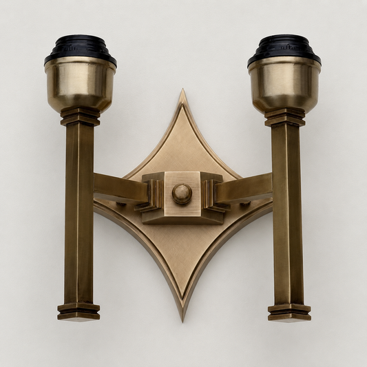 Double Antique Brass Wall Sconce Wall Light | Vintage Industrial 2 Arm