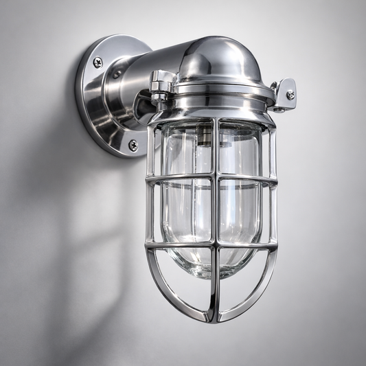 Happisburgh - Bulkhead Outdoor & Bathroom Wall Light | Solid Polished Aluminium - 10 Inch