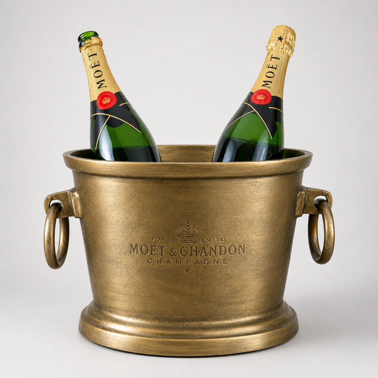 Moët & Chandon Antique Brass Engraved Champagne Ice Bucket