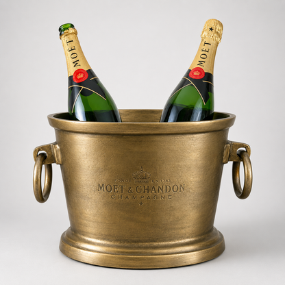 Moët & Chandon Antique Brass Engraved Champagne Ice Bucket