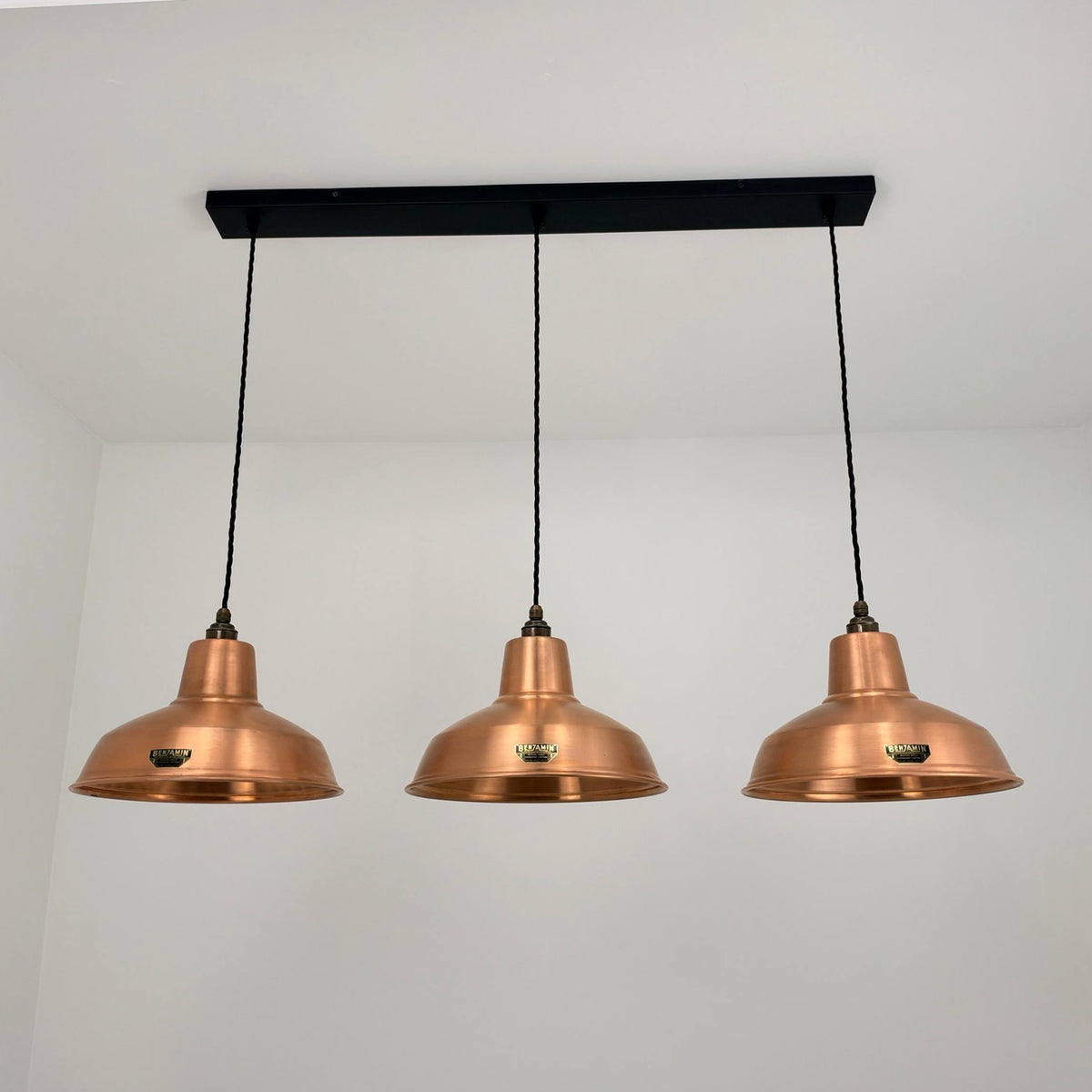 Filby ~ 3 x Antique Copper Design Pendant Set Track Light - 91cm