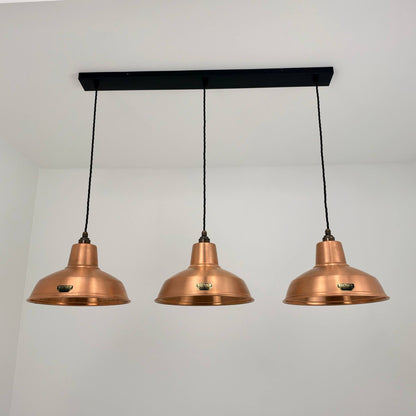 Filby ~ 3 x Antique Copper Design Pendant Set Track Light - 91cm