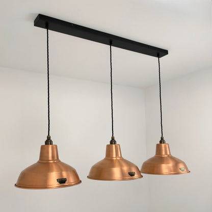 Filby ~ 3 x Antique Copper Design Pendant Set Track Light - 91cm