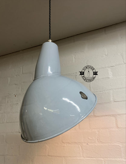 Benjamin 1950s Grey Industrial Parabolic Shade Pendant Set Light | Ceiling Dining Room Kitchen Table | Vintage 1 x Edison Filament Bulb Lamp