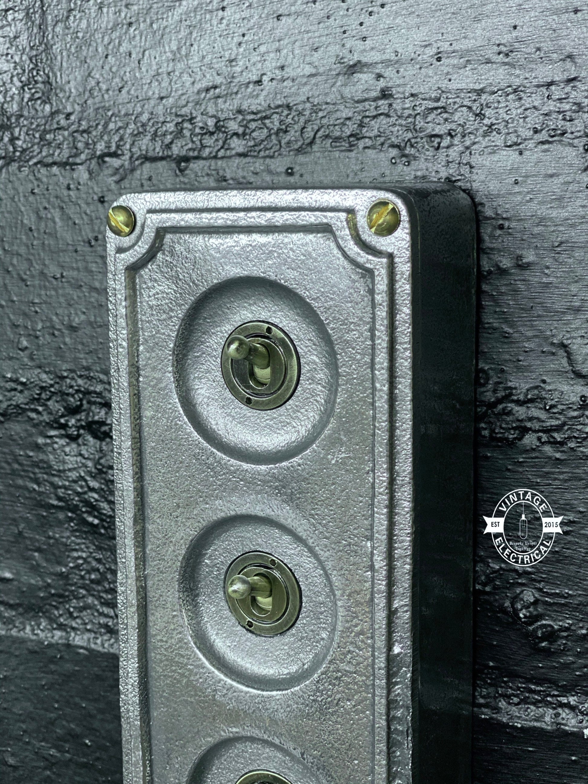 4 Gang 2 Way Solid Cast Metal Conduit Light Switch Industrial - BS EN Approved Vintage Crabtree 1950’s Style