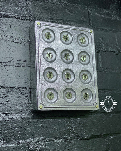 12 Gang 2 Way Solid Cast Metal Surface Mounting Conduit Light Switch Industrial - BS EN Approved Vintage Crabtree 1950’s Style