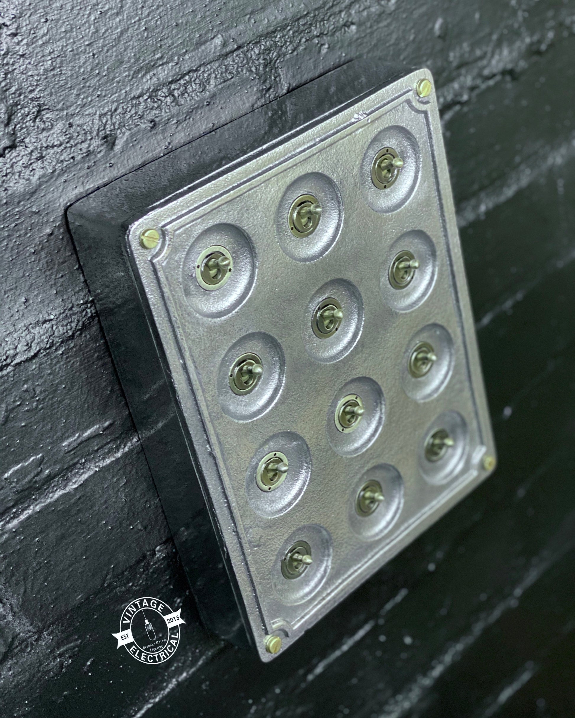 12 Gang 2 Way Solid Cast Metal Surface Mounting Conduit Light Switch Industrial - BS EN Approved Vintage Crabtree 1950’s Style
