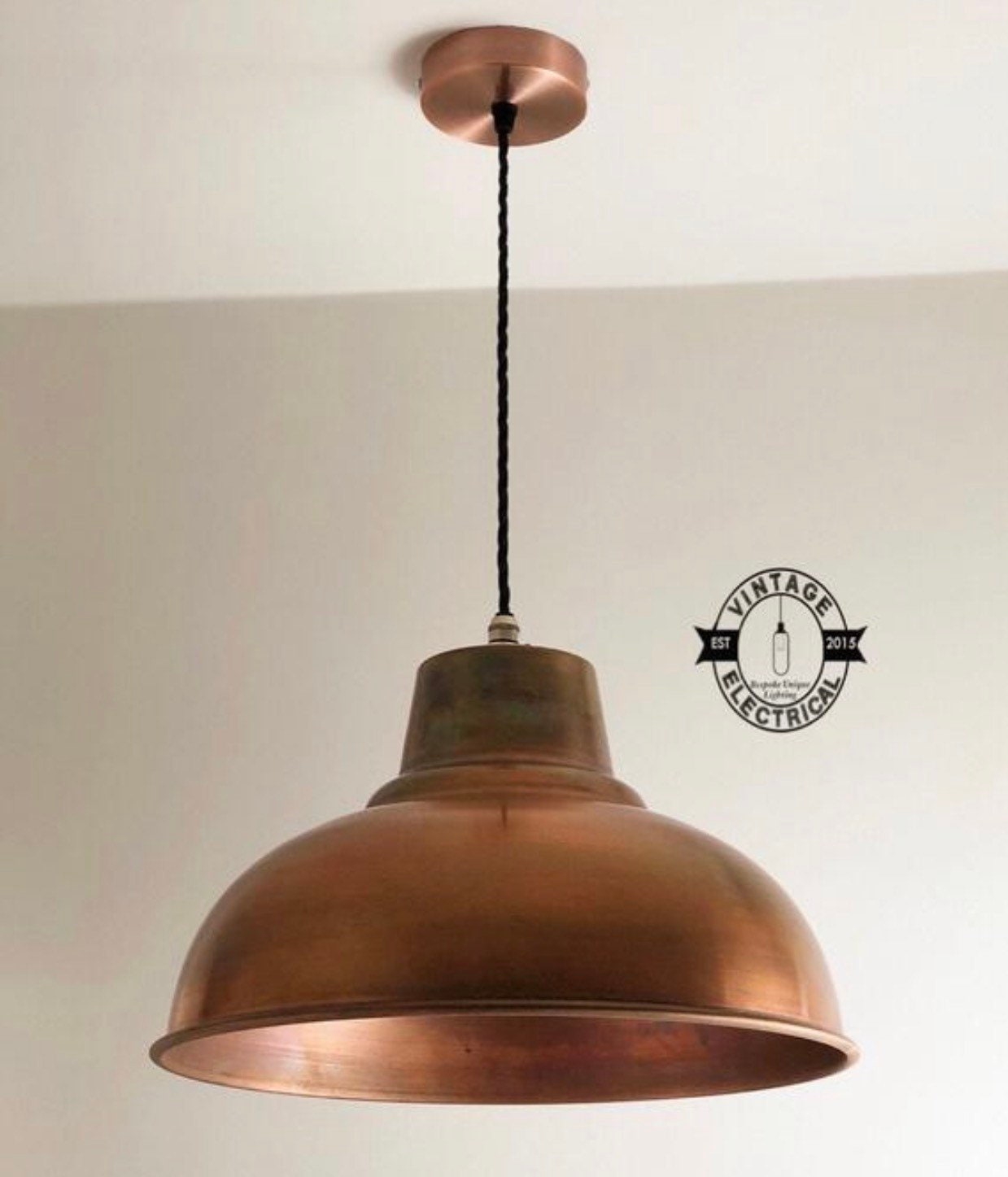 Salthouse XL ~ Copper Industrial Factory Shade | Ceiling Light | Dining Room | Kitchen Table | Vintage Filament Lamps Pendant 14.5 Inch