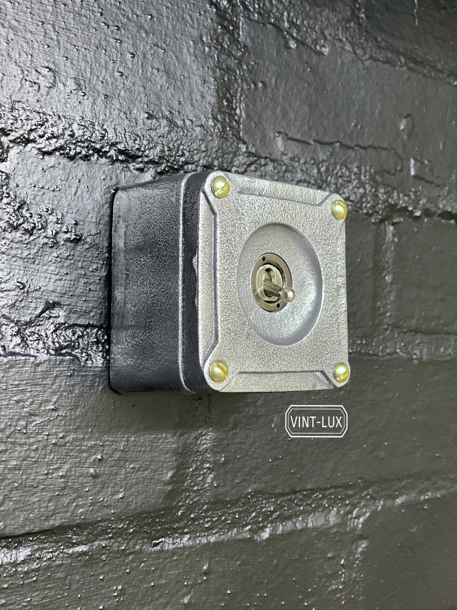Single Gang 2 Way Conduit Surface Mounting Light Switch Solid Cast Metal Industrial ~ BS EN Approved Vintage Britmac Style