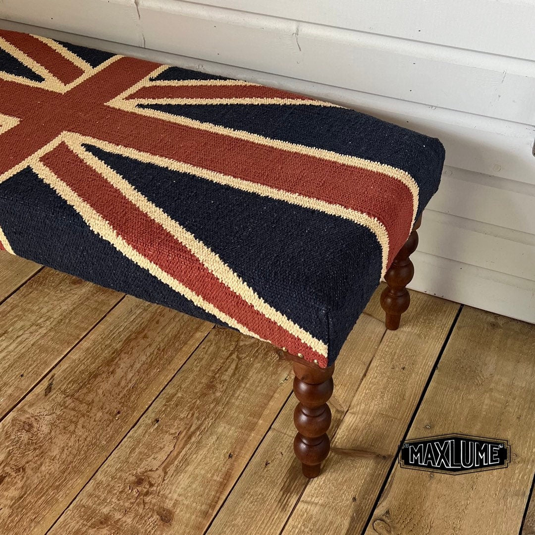 Great Britain Union Jack Ottoman Flag Bench Pouf