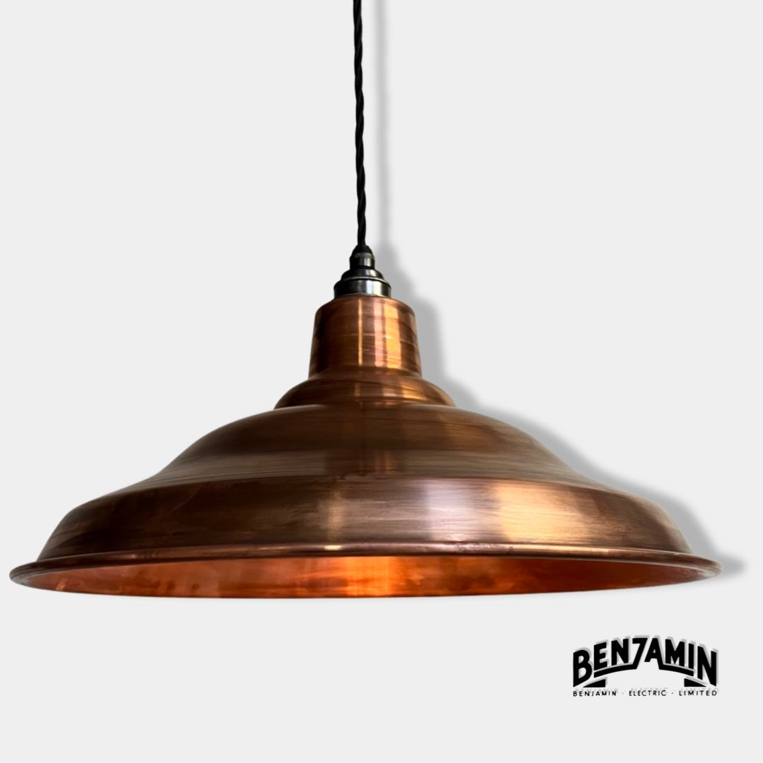 Bawsey - ** Pre Order** Antique Copper Industrial factory shade light ceiling dining room kitchen table vintage edison filament lamps pendant | 16 Inch
