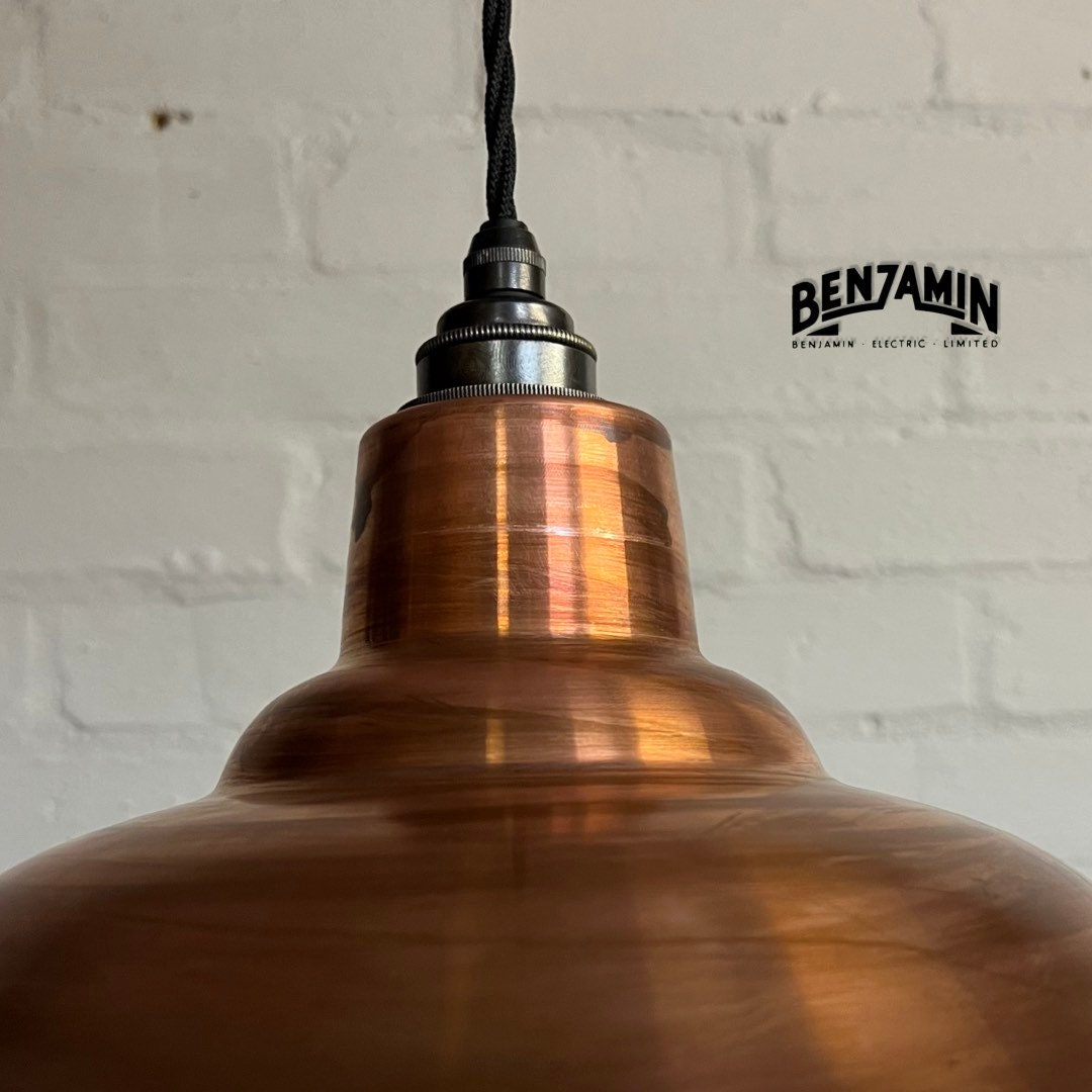 Bawsey - ** Pre Order** Antique Copper Industrial factory shade light ceiling dining room kitchen table vintage edison filament lamps pendant | 16 Inch