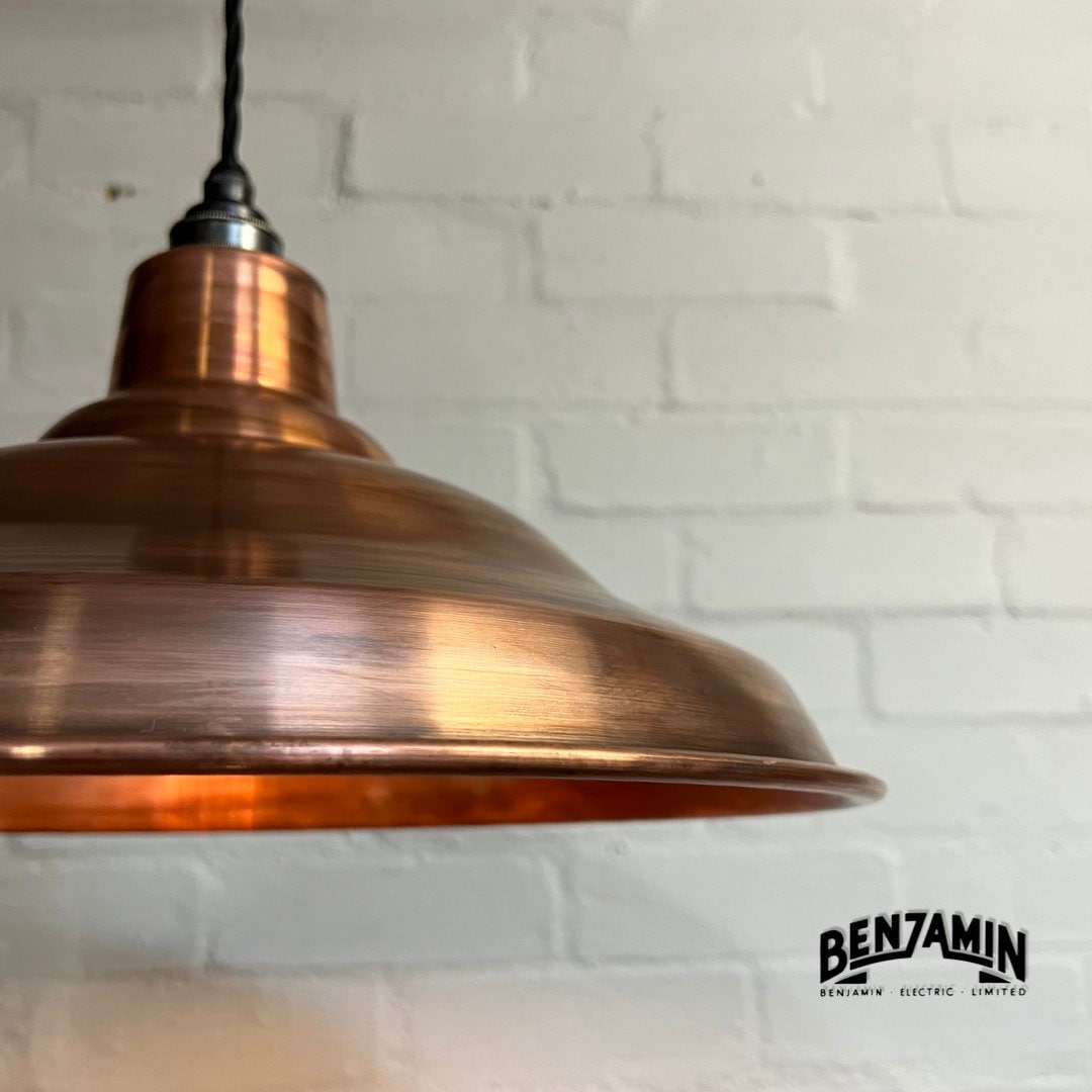 Bawsey - ** Pre Order** Antique Copper Industrial factory shade light ceiling dining room kitchen table vintage edison filament lamps pendant | 16 Inch