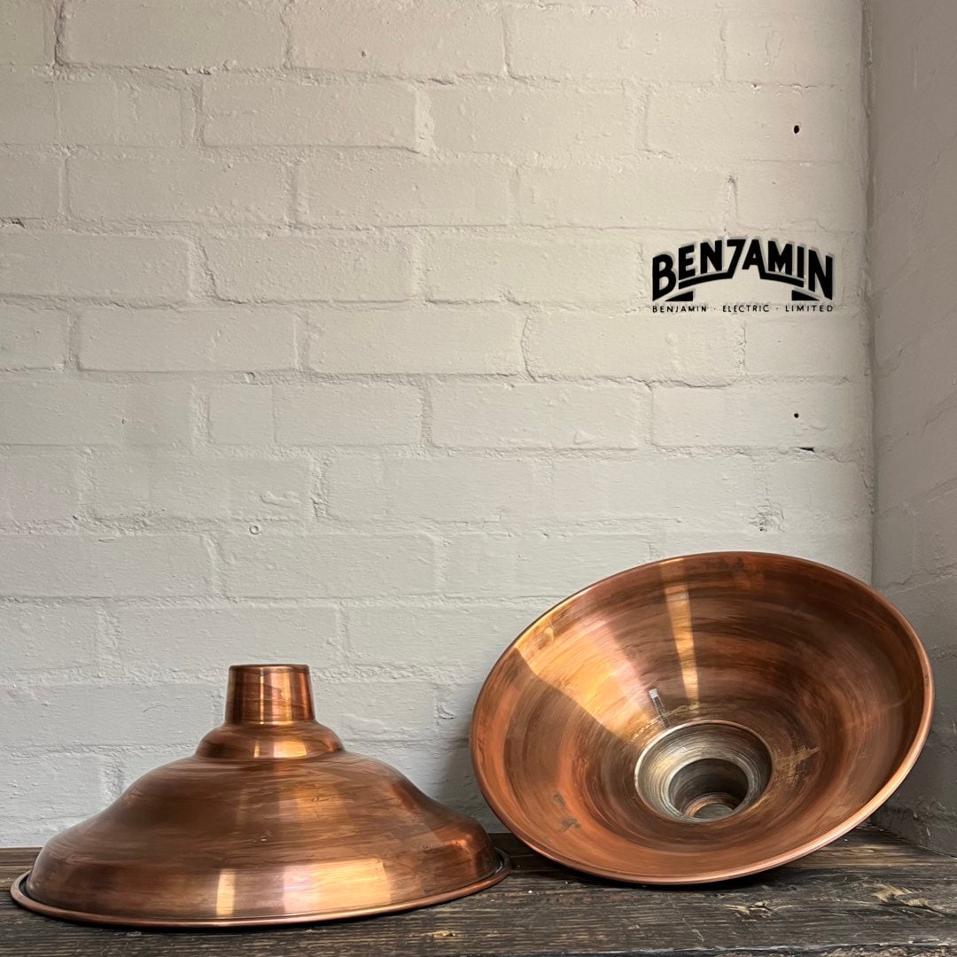 Bawsey - ** Pre Order** Antique Copper Industrial factory shade light ceiling dining room kitchen table vintage edison filament lamps pendant | 16 Inch