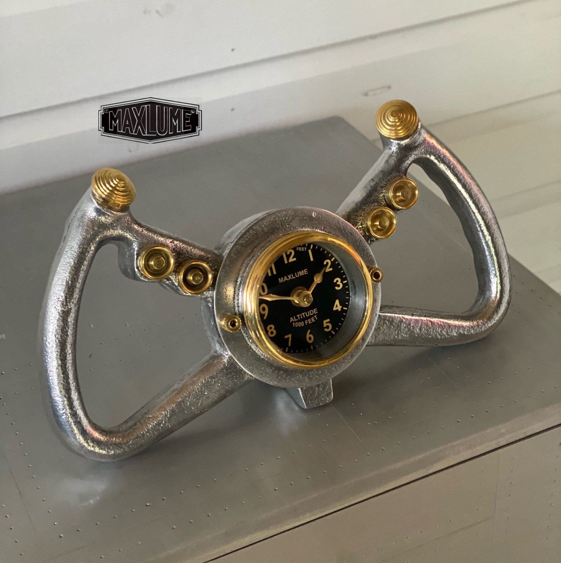 Cockpit Pilots Clock Aviator Solid Brass Compass Nautical Vintage Industrial Pilot Decor