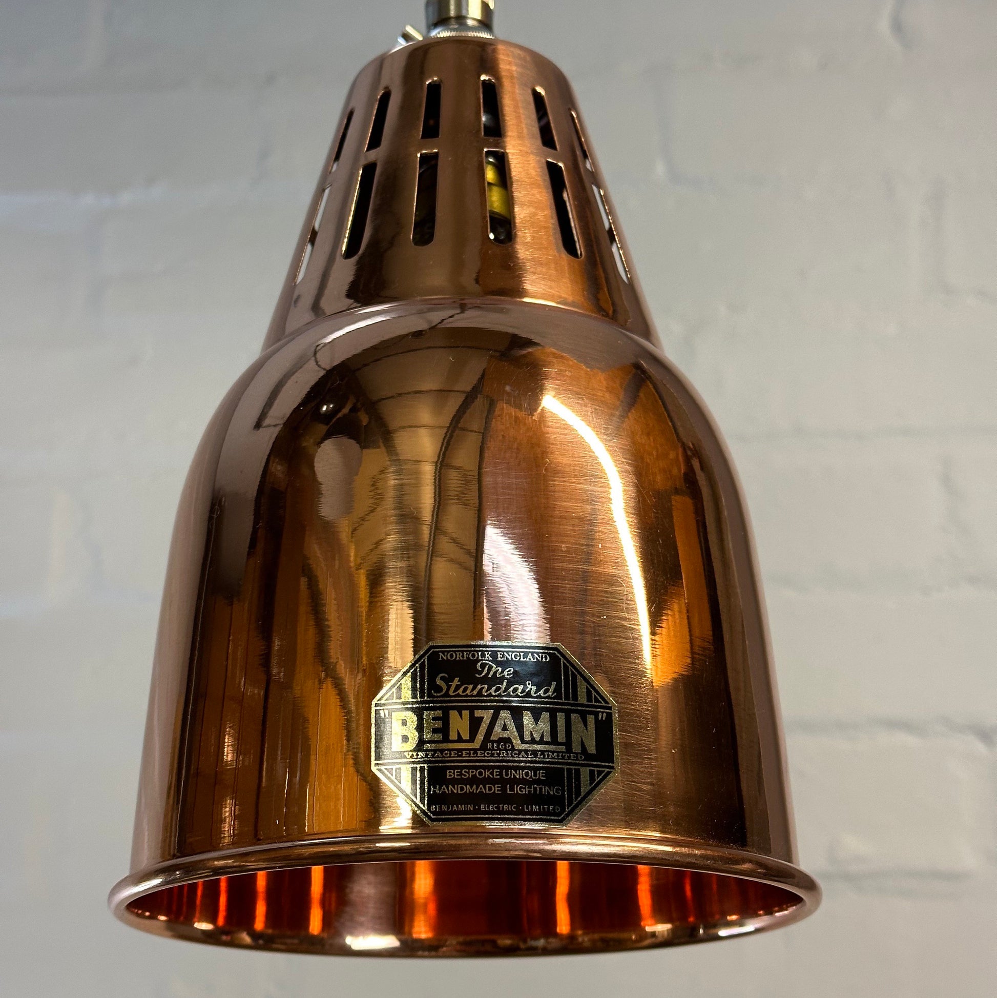 Coltishall ~ Solid Copper Drop Industrial Shade Pendant Set Light | Ceiling Dining Room | Kitchen Table | Vintage 1 x Edison Bulb | 6 Inch