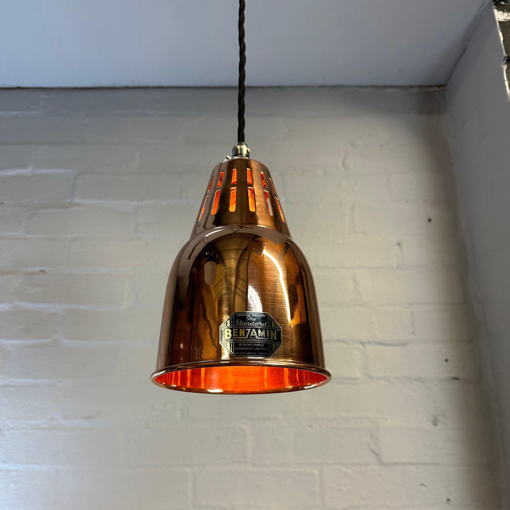 Coltishall ~ Solid Copper Drop Industrial Shade Pendant Set Light | Ceiling Dining Room | Kitchen Table | Vintage 1 x Edison Bulb | 6 Inch
