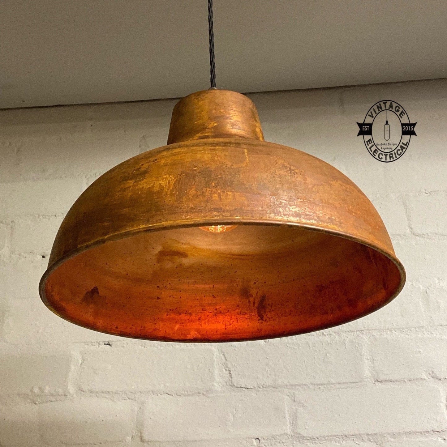 Salthouse XL ~ Genuine Rusted Solid Industrial Shade Pendant Set Light | Ceiling Dining Room | Kitchen Table | Vintage Bulb 14.5 Inch