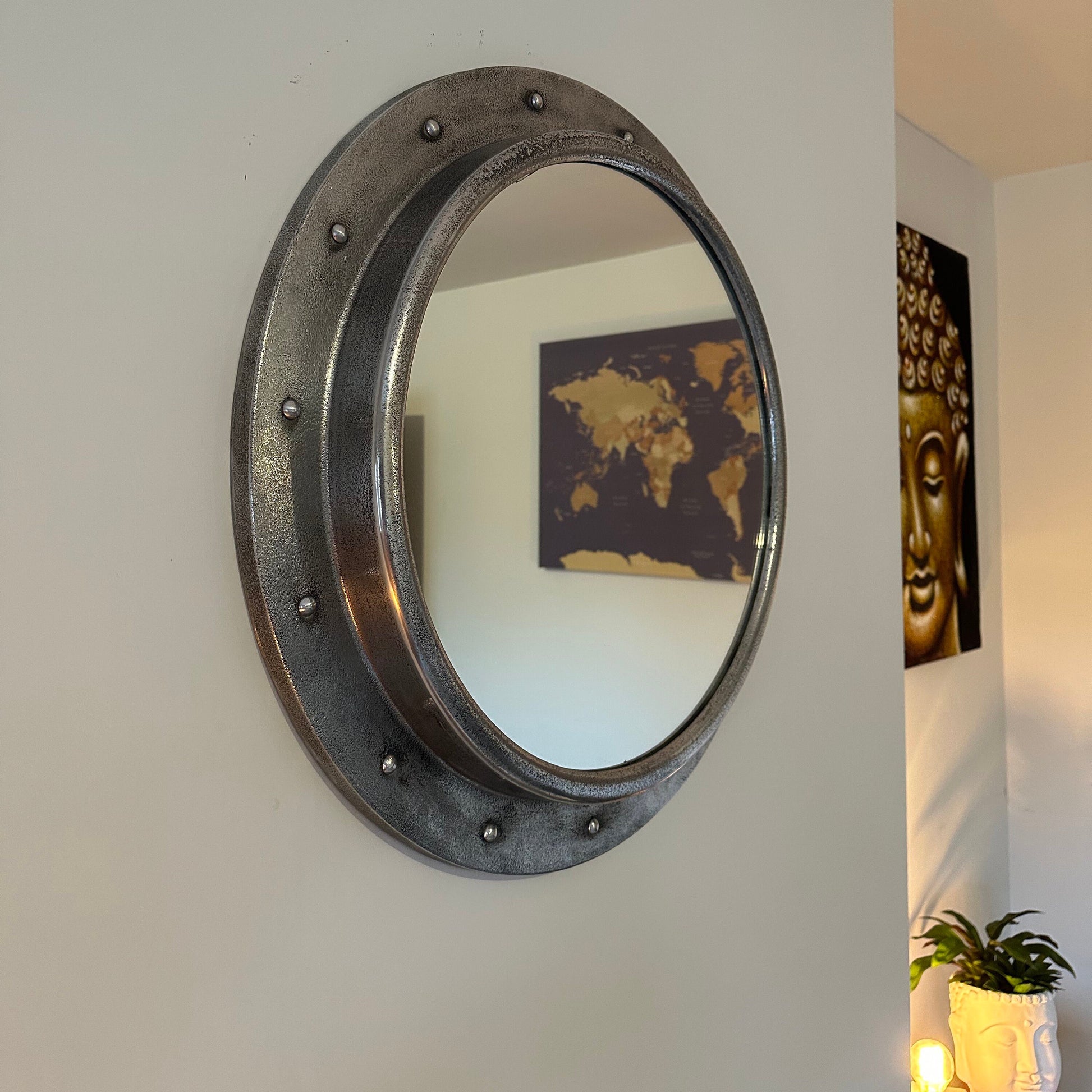 Oversized XL Mirror Solid Cast Nautical Industrial US Navy Deck Yacht Master ~ 61cm